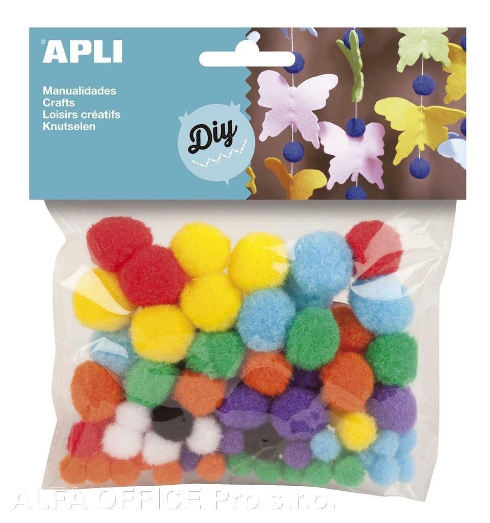APLI kuličky POM POM - barevné / 78 ks