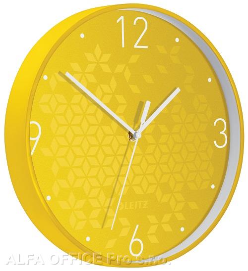 Leitz WOW nástěnné hodiny tiché žlutá