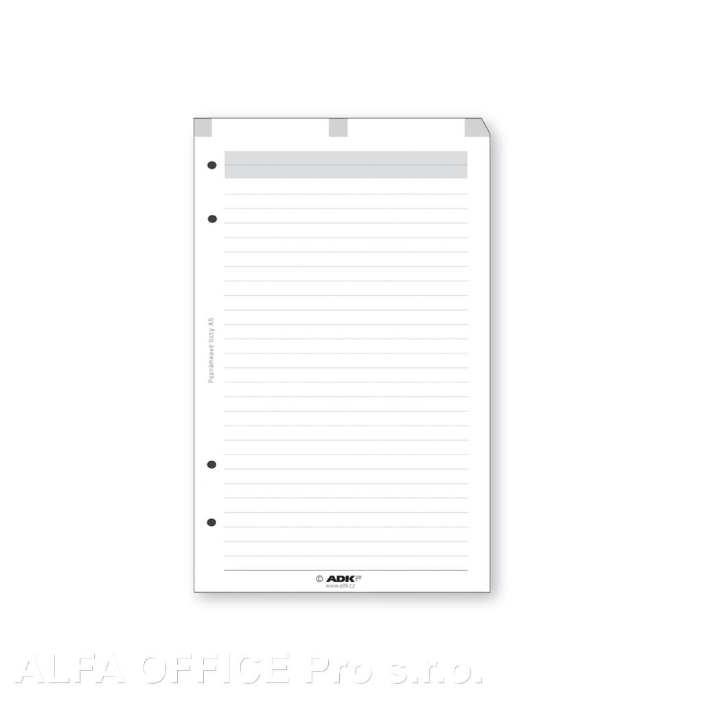 Náhradní vložky do diářů ADK - A6 / poznámkové listy / 25 listů