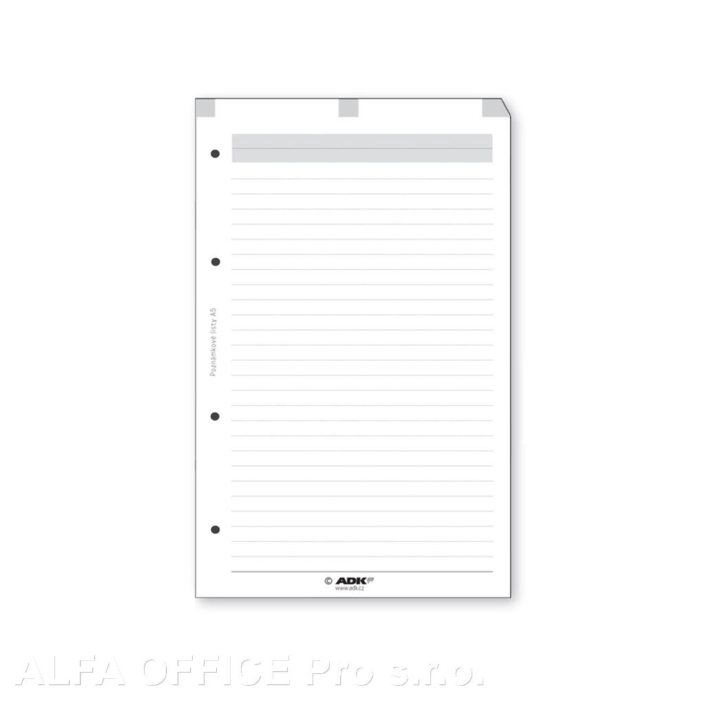 Náhradní vložky do diářů ADK - A5/ poznámkové listy / 50 listů