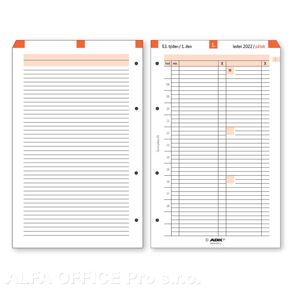 Náhradní vložky do diářů ADK - A5 / denní plány