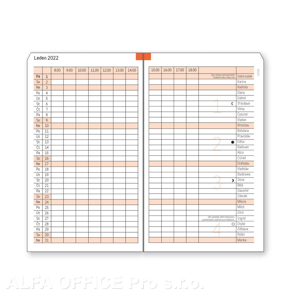 Náhradní vložky do diářů ADK - A6 / měsíční