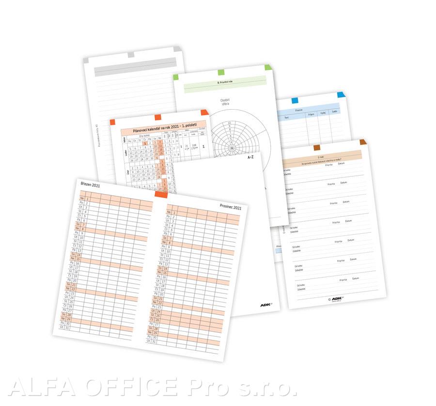 Náhradní vložky do diářů ADK - A5 / sada týdenní