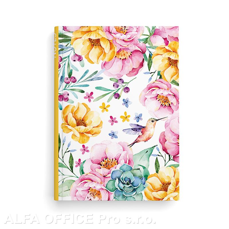 Kniha záznamní A5 - linka / 100 l / květy