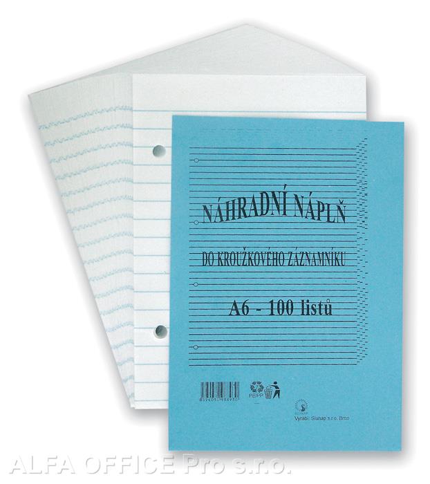 Náhradní náplně do kroužkových záznamníků - A6 / linka