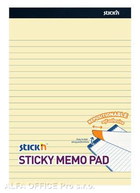 Samolepicí bločky Stick´n by Hopax - 254 x 178 mm / linka / 50 listů / žlutá