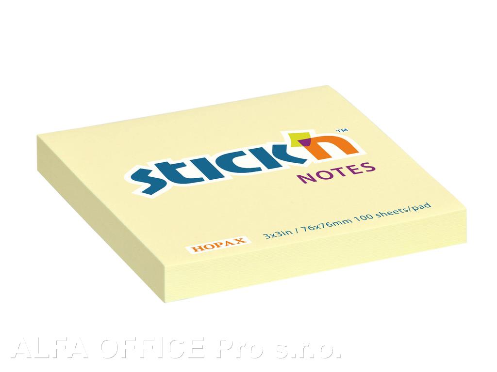 Samolepicí bločky Stick´n by Hopax žluté - 76 x 76 mm / 100 lístků