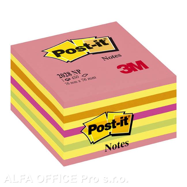 Samolepicí bločky Post-it kostky - růžová, žlutá, oranžová, zelená / 450 lístků