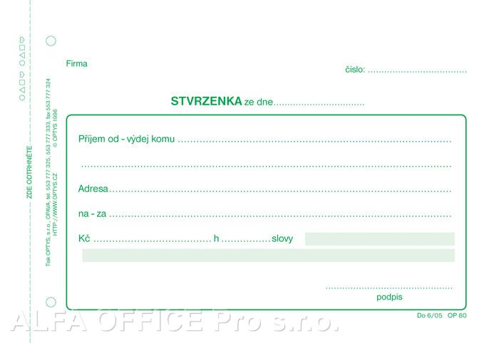 Optys 1080 stvrzenka NCR 100 listů A6