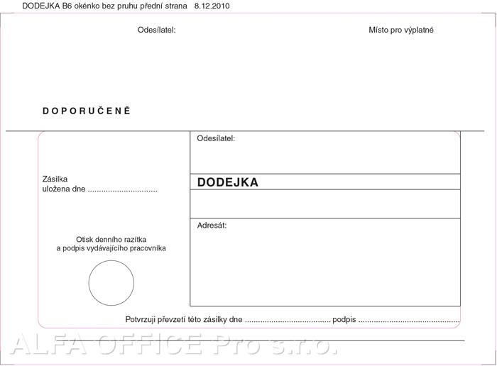 Obálky B6 s dodejkou, vytrhovací okénko - bílá / 1000 ks