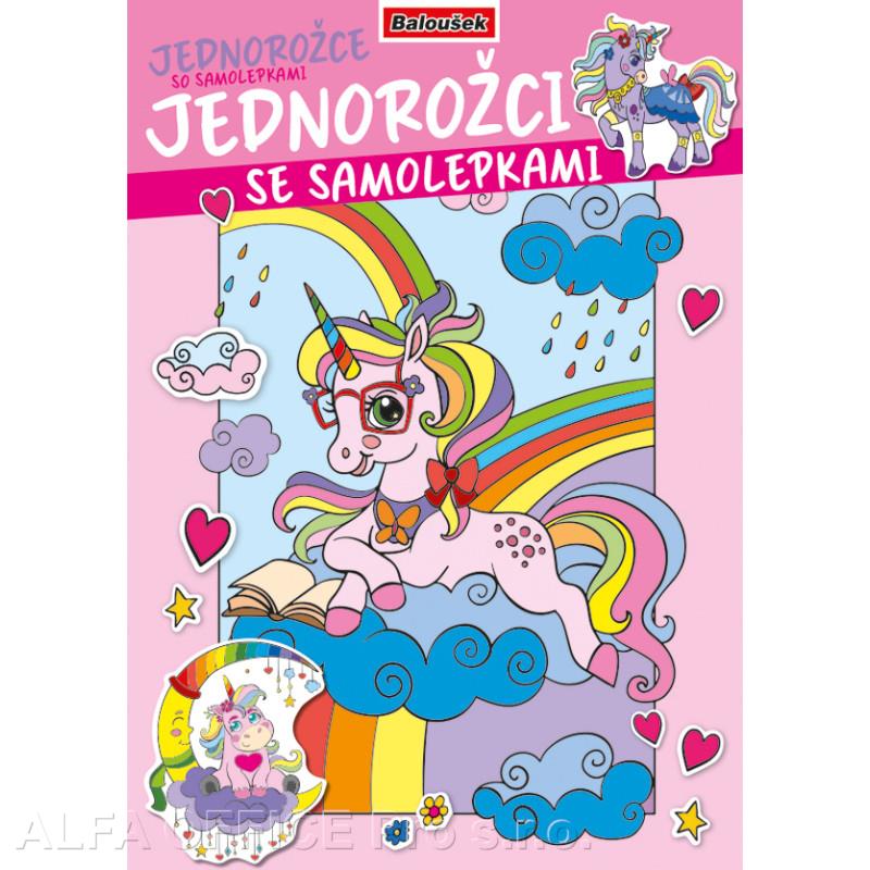 Omalovánka A4 se samolepkami - Jednorožci