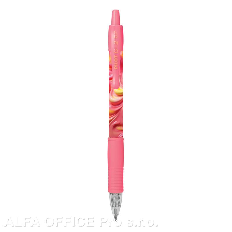 Gelový roller Pilot G-2 Flow 0,7 - růžová / modrá náplň