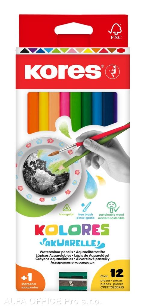 Pastelky Kores Aquarel trojhranné / 12 barev