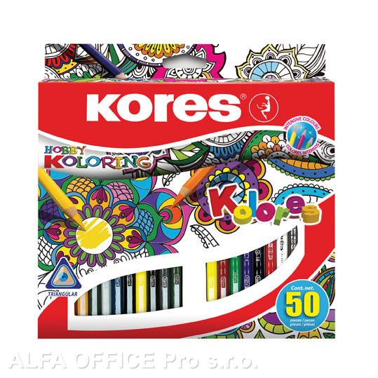 Pastelky Kores Mandalas trojhranné / 50 barev