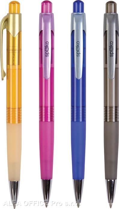 Kuličkové pero Spoko 0112 - barevný mix transparentní