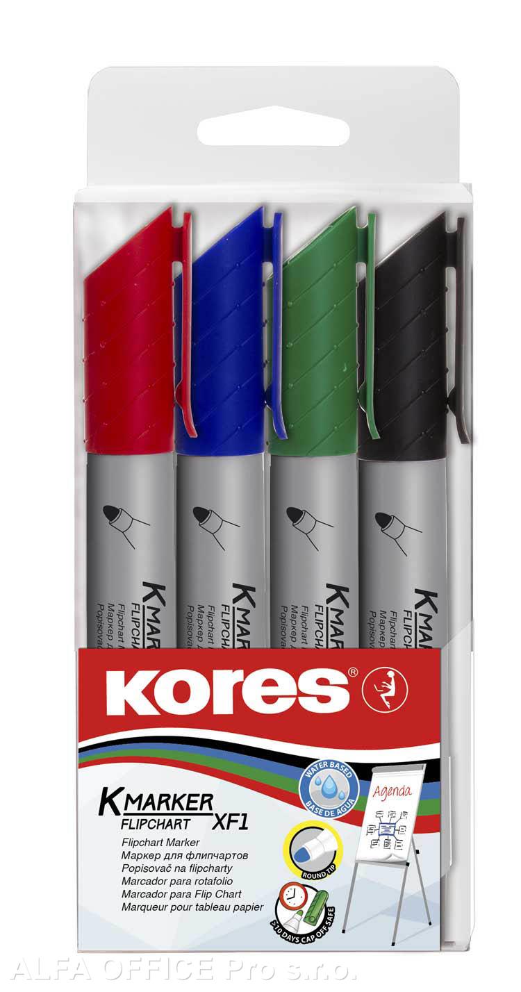 Popisovač Kores K-Marker Flipchart - sada 4 ks / kulatý hrot