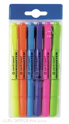 Zvýrazňovač Centropen HIGHLIGHTER 8722 / sada 6 ks