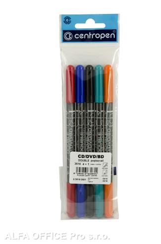 Popisovač Centropen 3616 na CD / DVD / BD permanentní - sada 4 + 1 zdarma