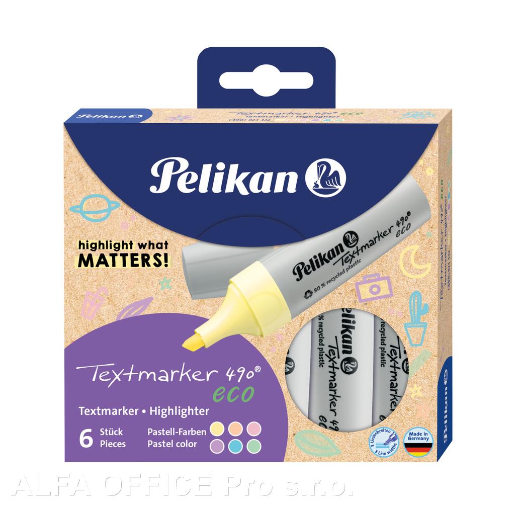 Zvýrazňovač Pelikan 490 ECO PASTEL / sada 6 ks