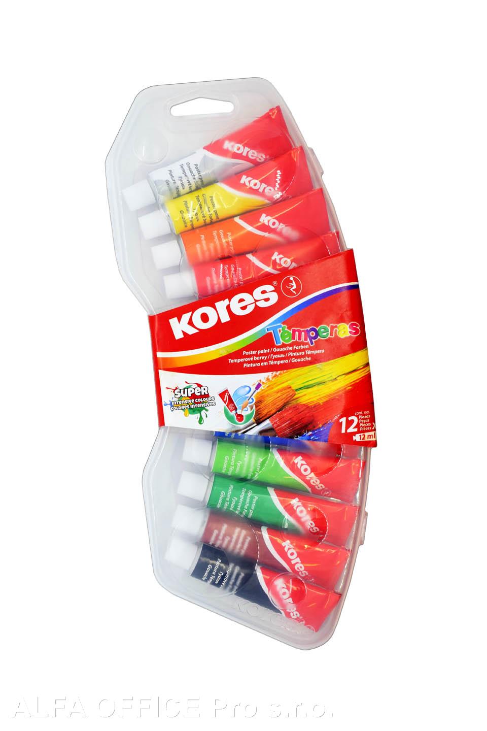 Temperové barvy Kores TEMPERAS - 12 barev