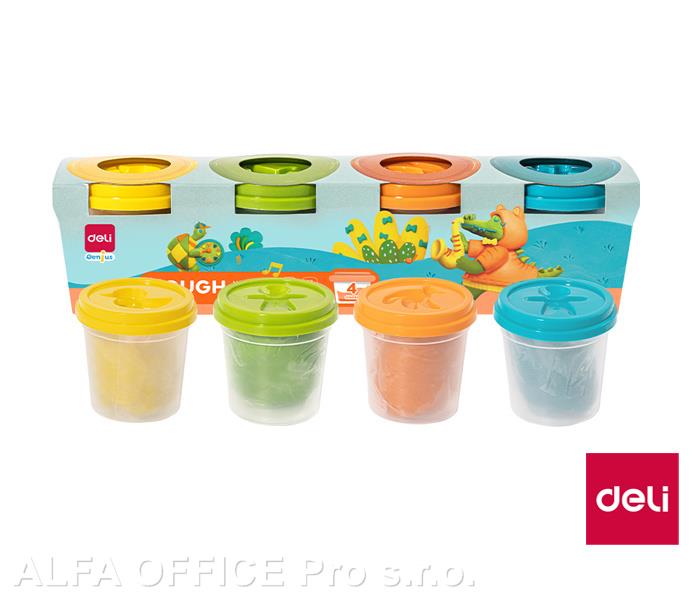 Modelovací hmota DELI měkká - 4 barvy / kelímek