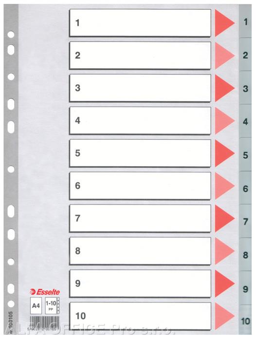 Rozdružovač A4 plastový Esselte - šedý / 1 - 10