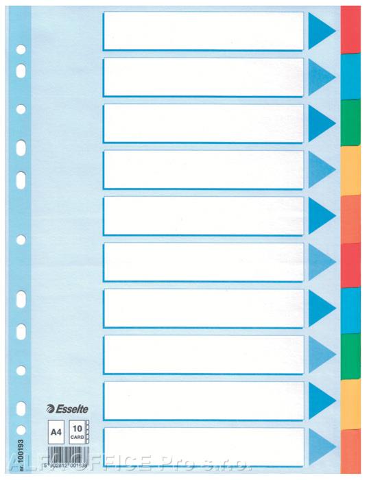 Rozdružovač A4 kartonový Esselte - barevný / 10 listů