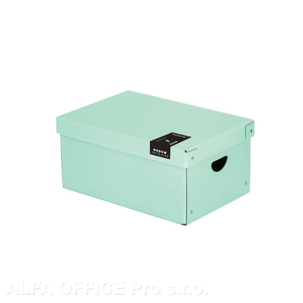 Krabice úložná lamino PASTELINi - zelená / 35,5 x 24 x 16 cm