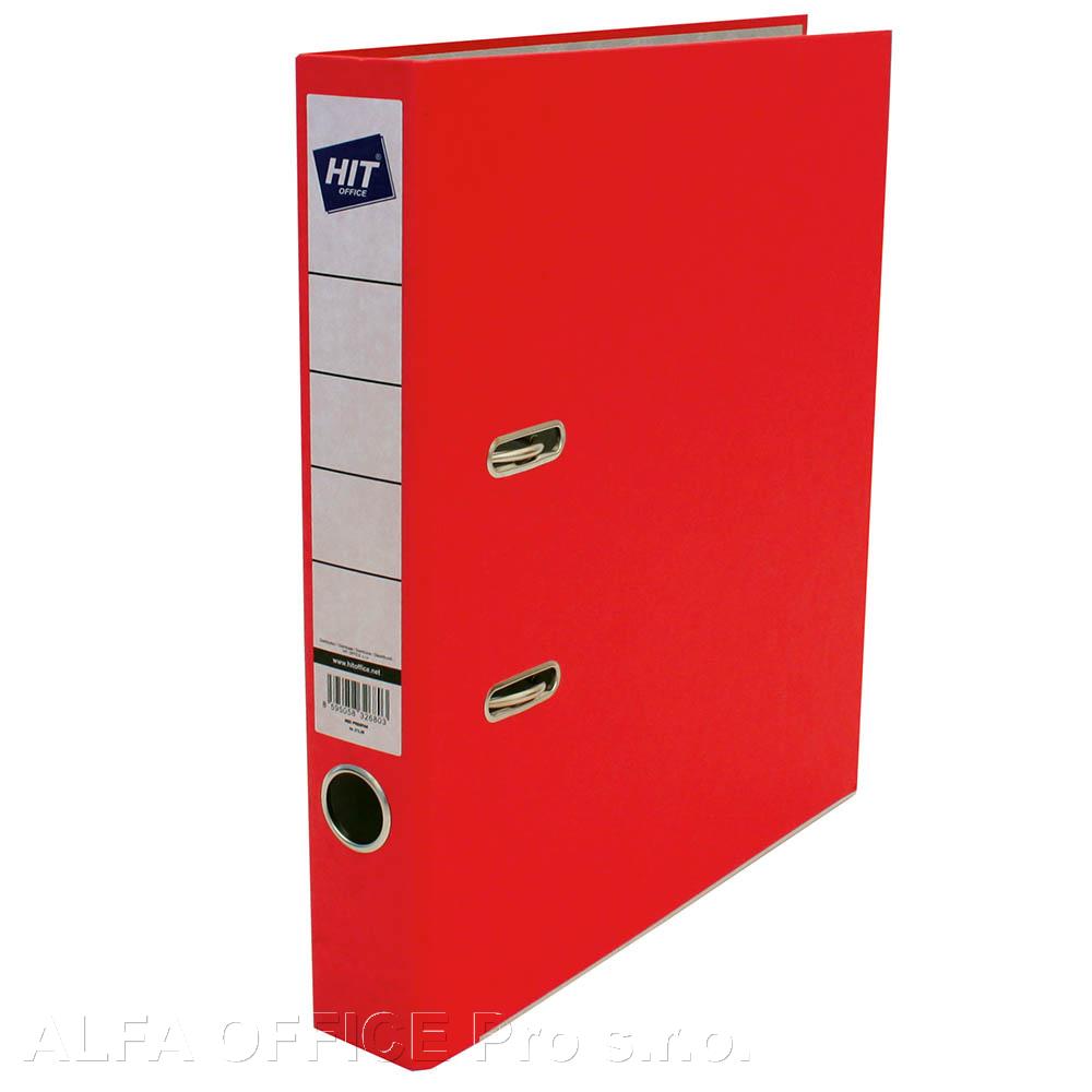 Pořadač A4 pákový prešpán Hit Office - hřbet 5 cm / červená