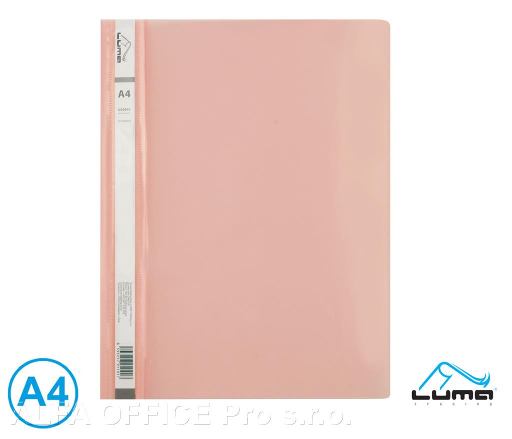 Rychlovazač A4 plastový LUMA - pastelová růžová