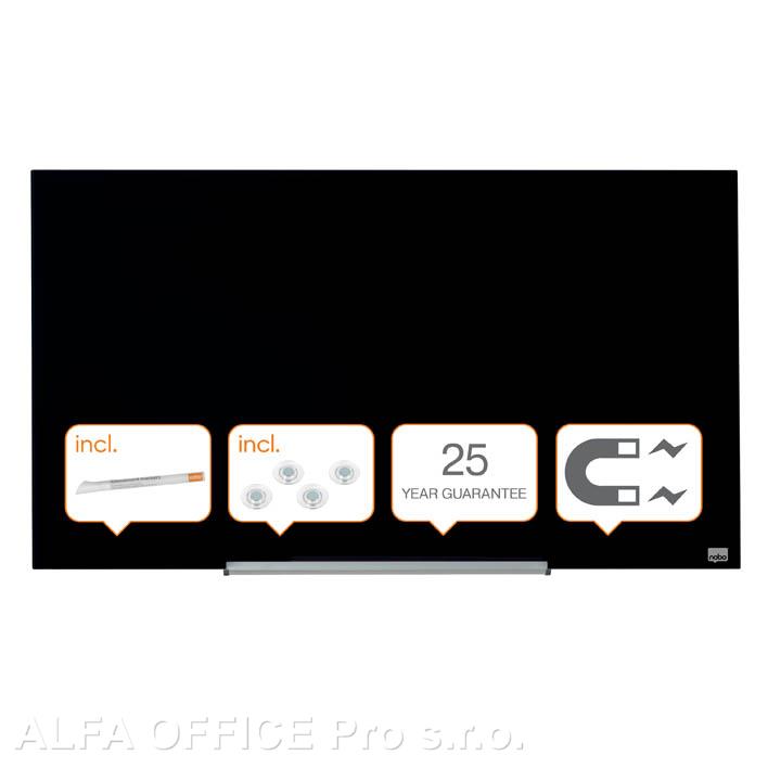 Tabule magnetické skleněné Diamond - 99,3 x 55,9 cm / černá