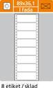 Tabelační etikety s vodící drážkou - 89 x 36,1 mm jednořadé 4000 etiket / 500 skladů