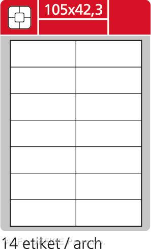 Print etikety A4 pro laserový a inkoustový tisk - 105 x 42,3 mm (14 etiket / arch ) / sním