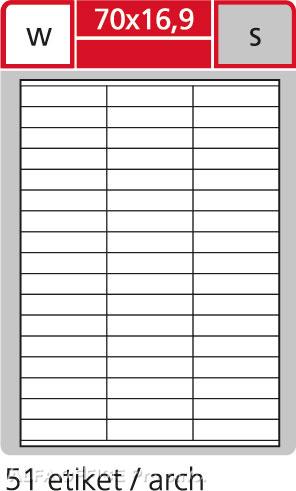 Print etikety A4 pro laserový a inkoustový tisk - 70 x 16,9 mm (51 etiket / arch ) / trans