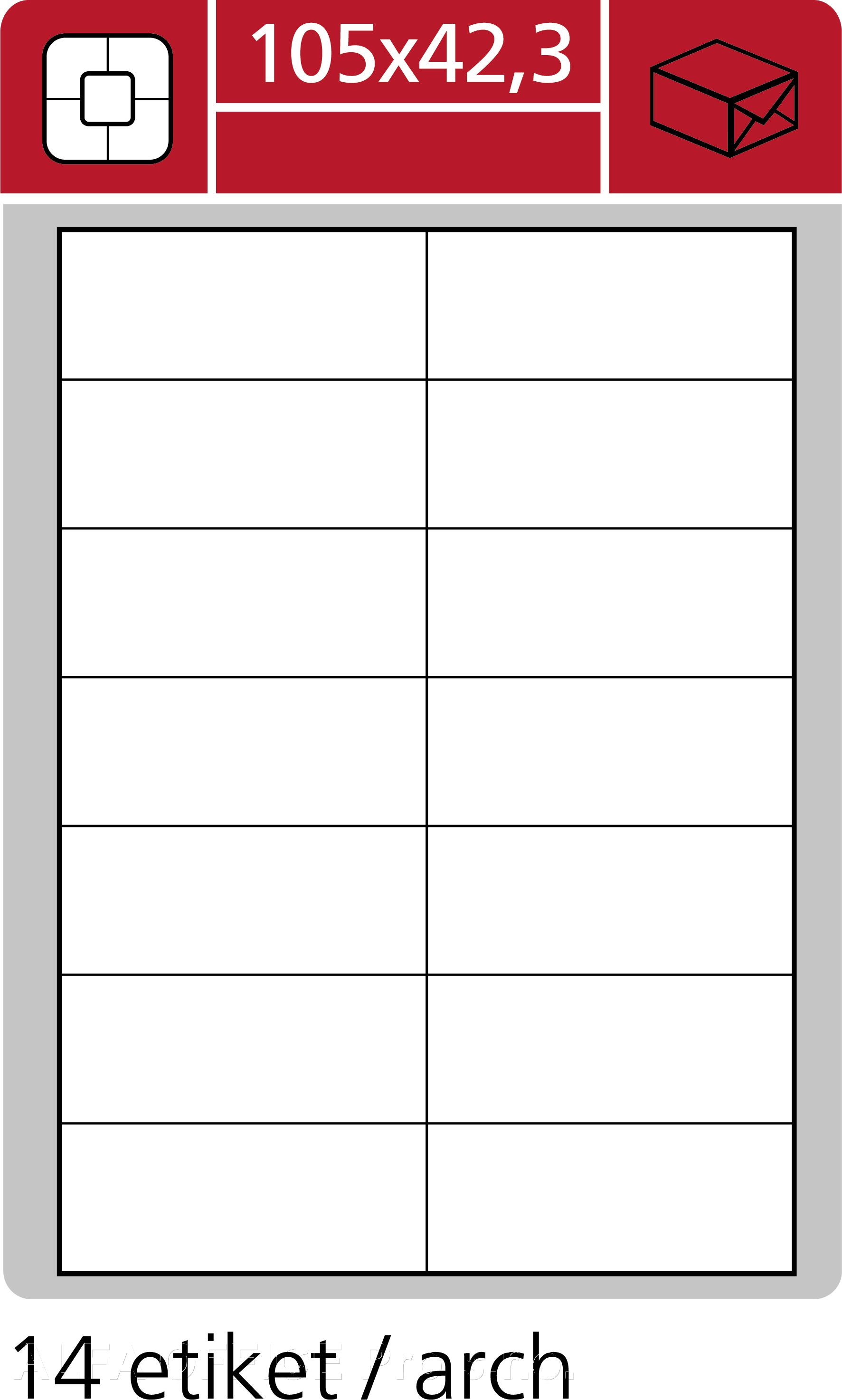 Print etikety A4 pro laserový a inkoustový tisk - 105 x 42,3 mm (14 etikety / arch)