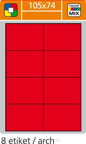 Print etikety A4 pro laserový a inkoustový tisk - 105 x 74 mm (8 etiket/ arch) červená