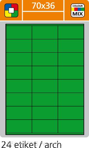 Print etikety A4 pro laserový a inkoustový tisk - 70 x 36 mm (24 etiket/ arch) zelená