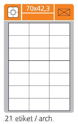 Print etikety A4 pro laserový a inkoustový tisk / 30 archů - 70 x 42,3 mm (21 etikety / ar