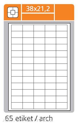 Print etikety A4 pro laserový a inkoustový tisk / 30 archů - 38 x 21,2 mm (65 etiket / arc