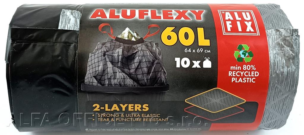 Pytle Alufix Aluflexy stahovací - 64x69 cm / 60l / 33my / 10ks / stříbrnočerná