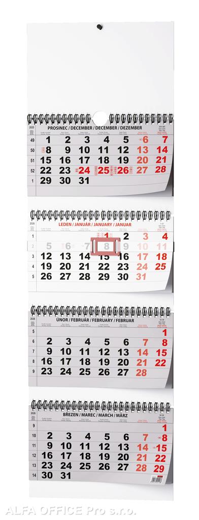 Kalendář nástěnný pracovní - čtyřměsíční skládaný / BNC6