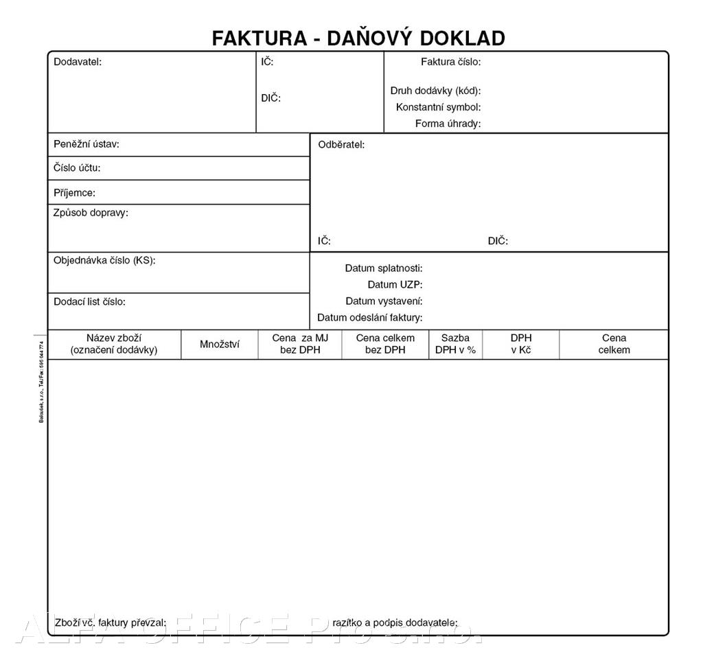 Faktura daňový doklad Baloušek A4 / 2/3 / 50 listů / NCR / PT200