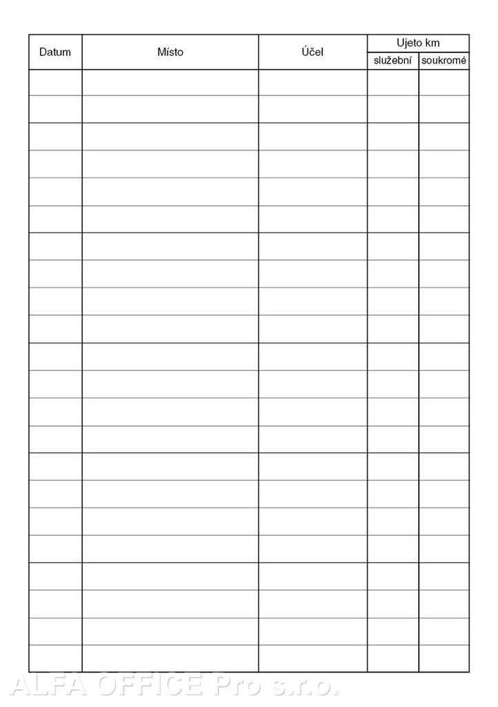 Kniha jízd firemního i soukromého vozidla Baloušek A5 / 52 listů / ET320