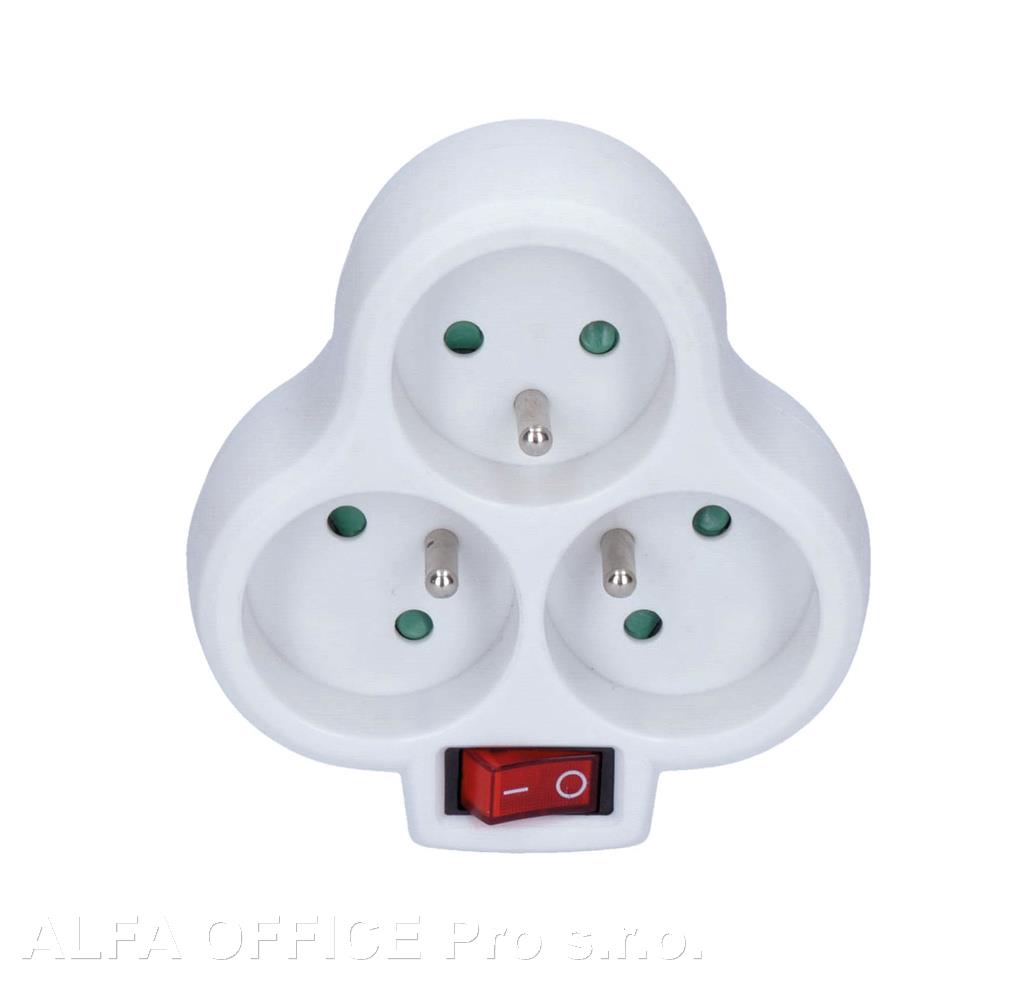 Rozbočovací zásuvka 3 x 10 A / bílá / s vypínačem