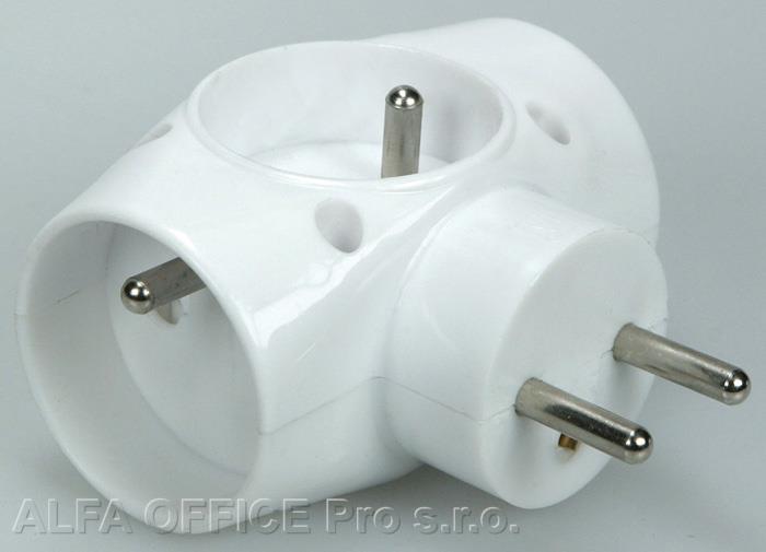 Rozbočovací zásuvka 220 V / 3x10A - 3 zásuvky / kulatá