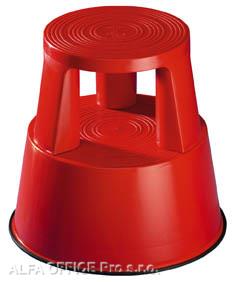 Pojízdná plastová kruhová stolička - červená