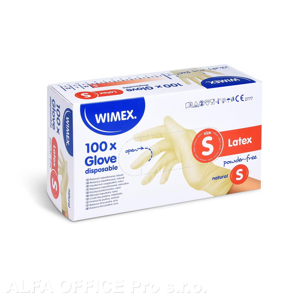 Ochranné rukavice latexové - nepudrované / velikost S / 100 ks