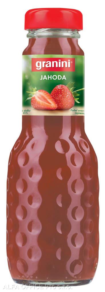 Džus Granini jahoda 100% 0,2 l / sklo