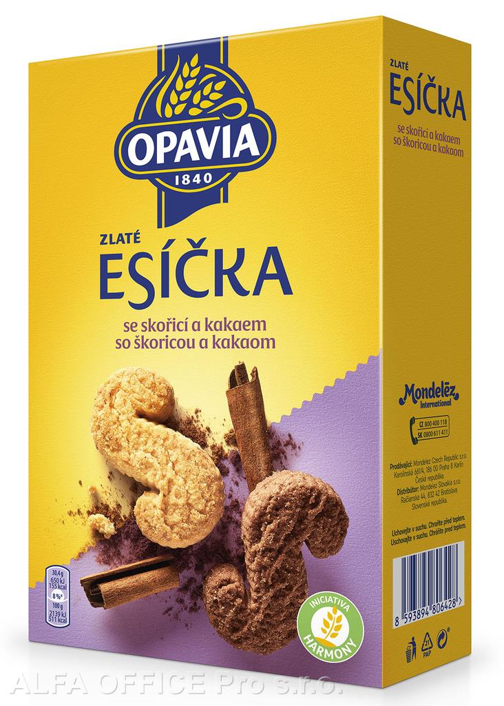 Opavia Zlaté Esíčka sušenky se skořicí a kakaem 220g