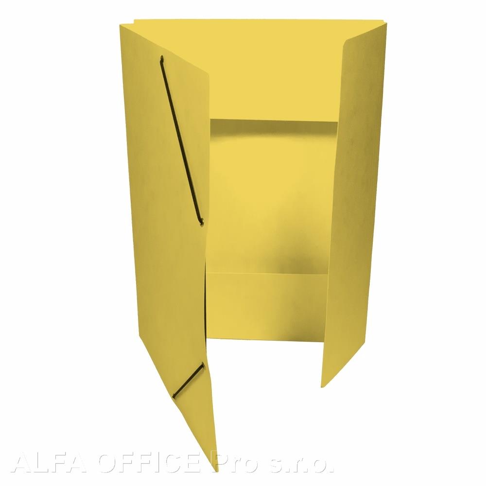 Odkládací mapy prešpánové s gumou s chlopněmi - žlutá